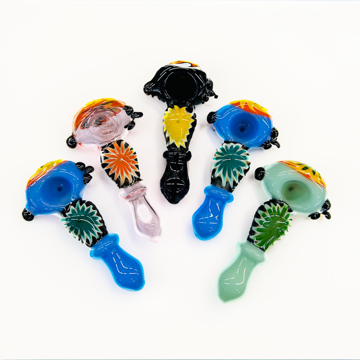 4.5" Hand Pipe Spoon Reversal Art Wig Wag Glass