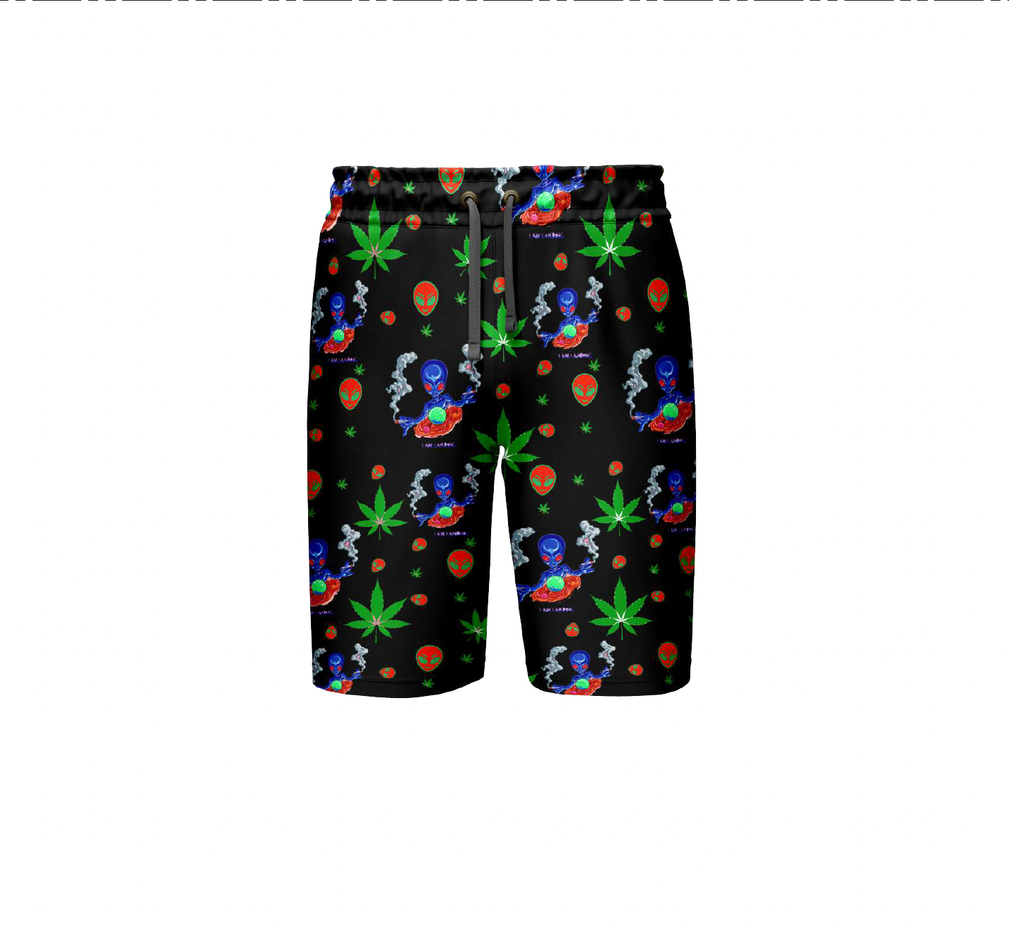 I am Landing Alien Black Shorts Pack of 5 Units 1-M, 1-L, 1-XL, 1-XXL, 1-XXXL -- 100% Polyester