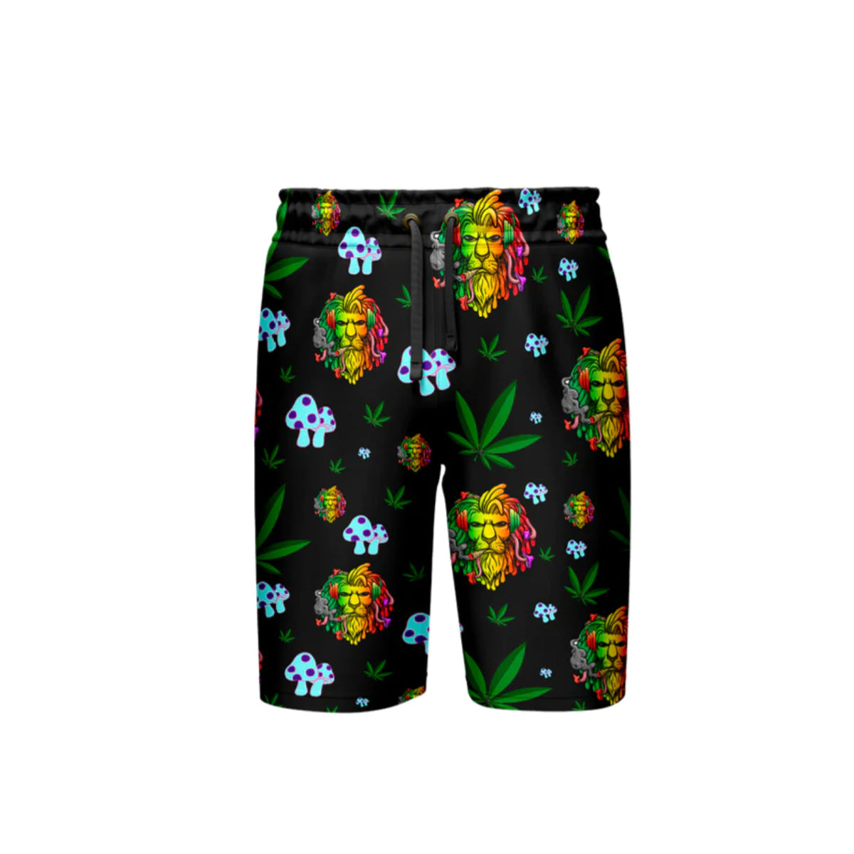 Lion Smoking Leaf Black Short, Pack of 5 Sizes Sets, 1-M, 1-L, 1-XL, 1-XXL, 1-XXXL