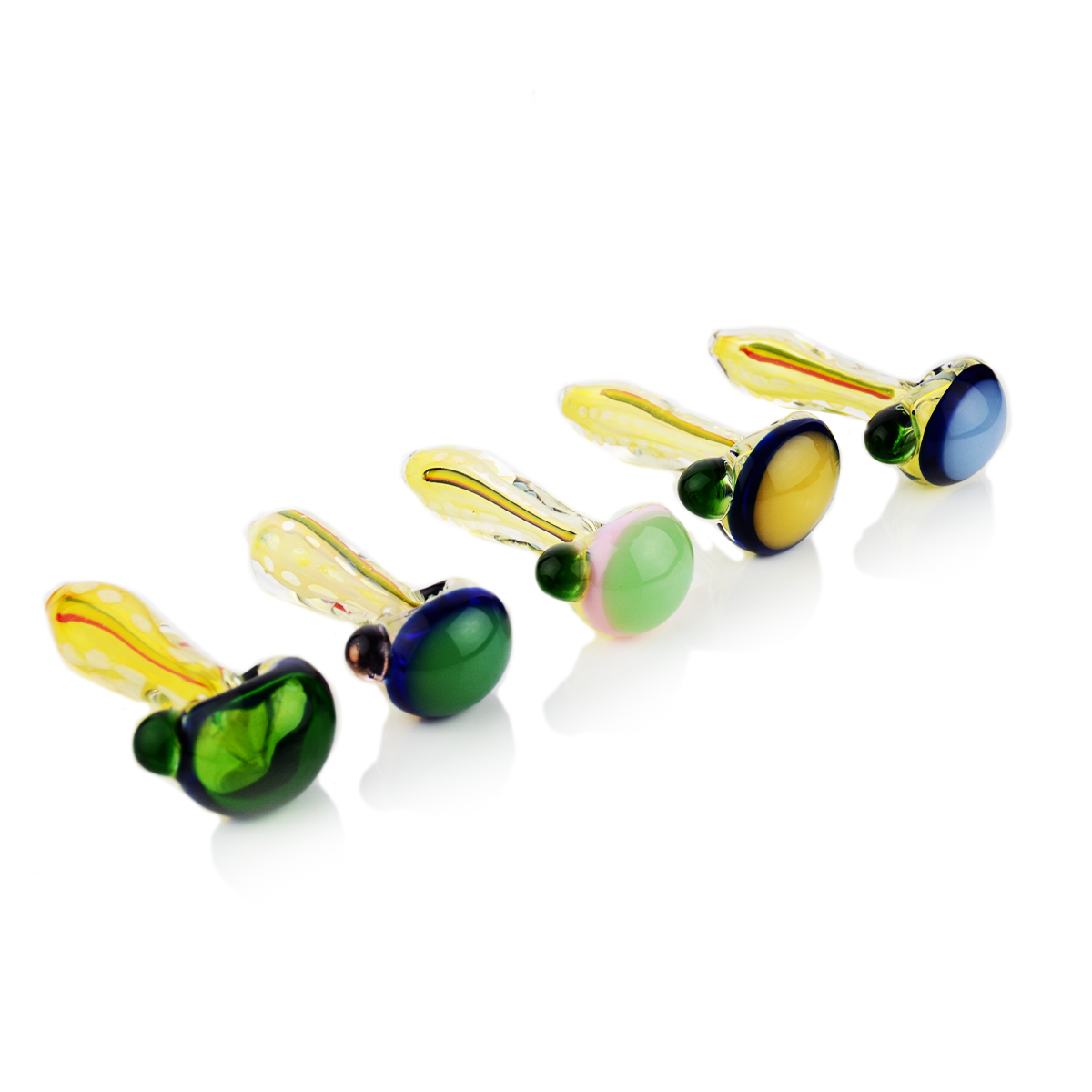 4.5" Hand Pipe Spoon Double Glass Silver Fume with Rasta Line