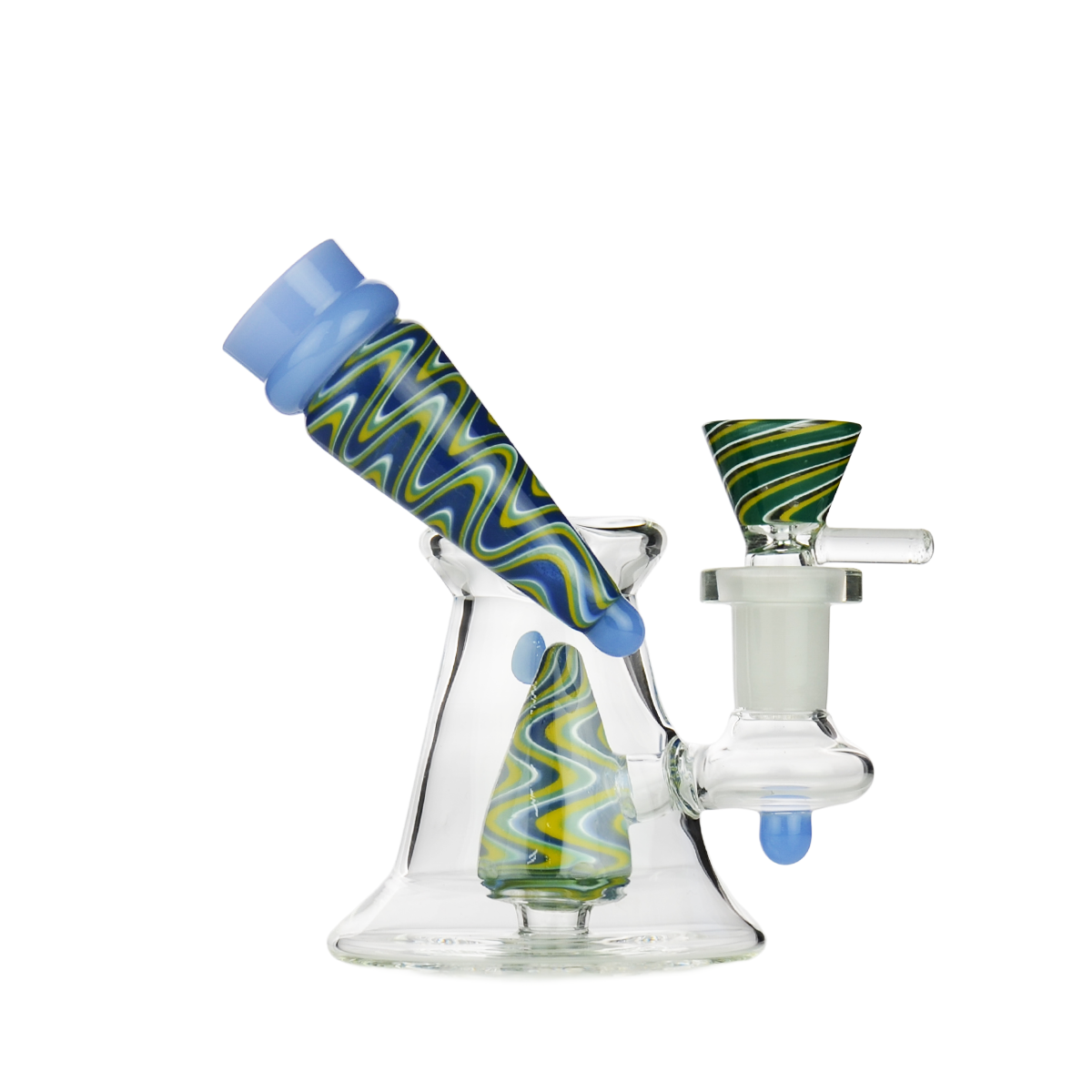 5" Side Neck Water Pipe with Reversal Art and 14mm Male Bowl