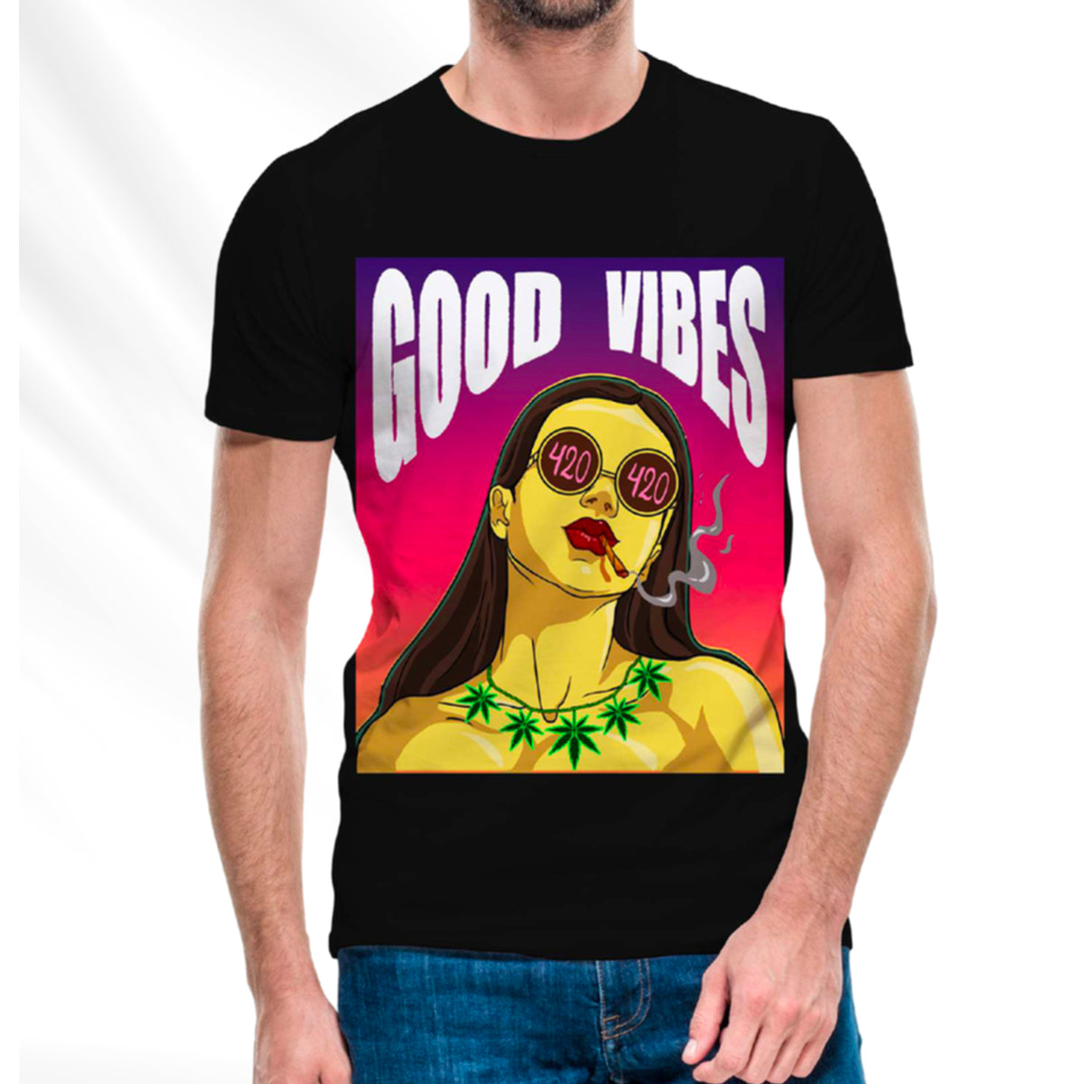 Good Vibes T-Shirt Pack of 5 Units 1-M, 1-L, 1-XL, 1-XXL, 1-XXXL -- 60% Cotton 40% Polyester