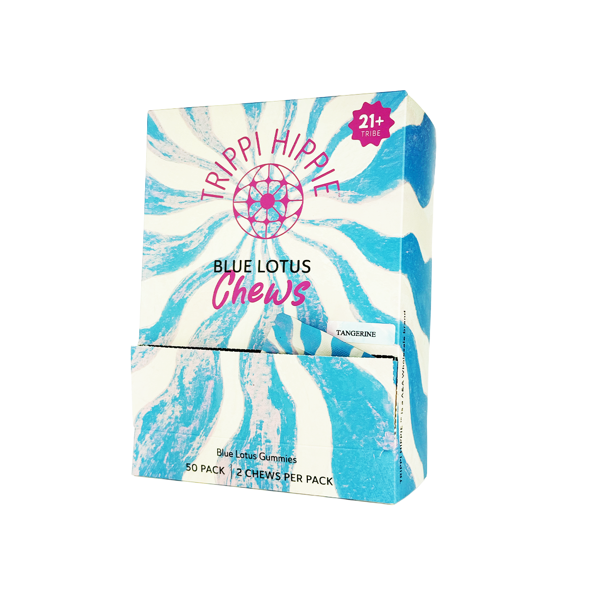 BLUE LOTUS CHEWS 50 PACKS/ 2 CHEWS PER PACK- 250MG PER GUMMY - ASSORTED FLAVOR - BLUE RASBERRY, STRAWBERRY, TANGRINE