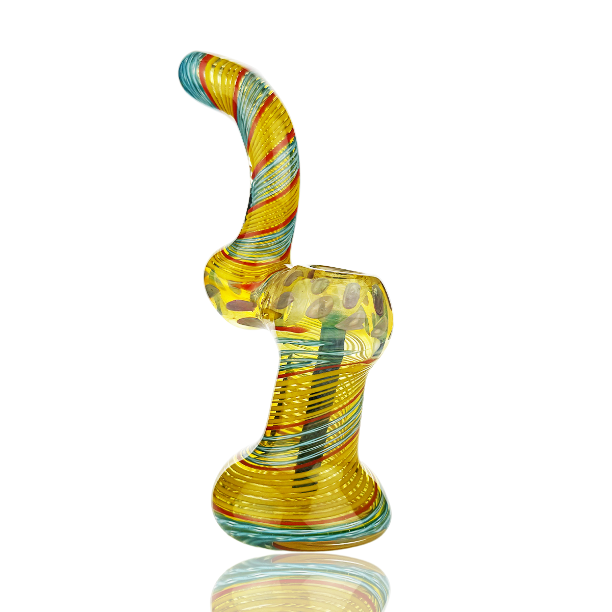 8" Silver Fumed Swirling Art Bubbler