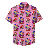 Mushroom Party Pink Shirt 100% Polyester, Pack of 5 Sizes Sets, 1-M, 1-L, 1-XL, 1-XXL, 1-XXXL