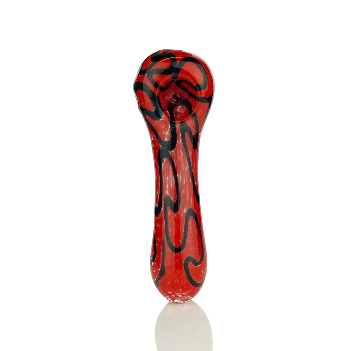 4.5" Hand Pipe Spoon with Twisting and Color Frit Glass Art