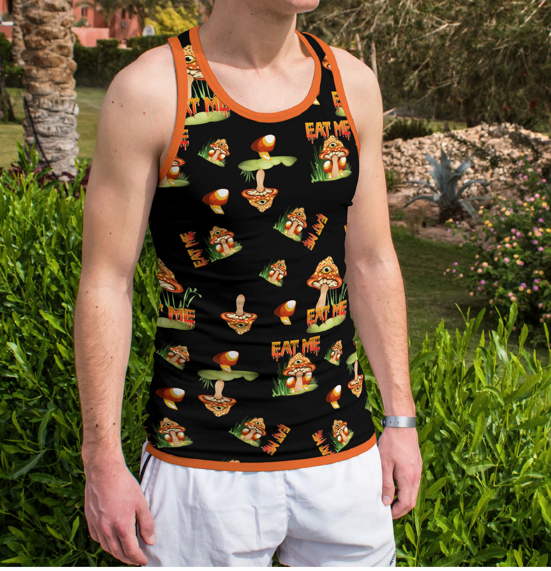 Eat Me Black Tank Top 100% Polyester - Pack of 6 Sizes -- 1-S,1-M,1-L,1-XL,1-2XL,1-3XL