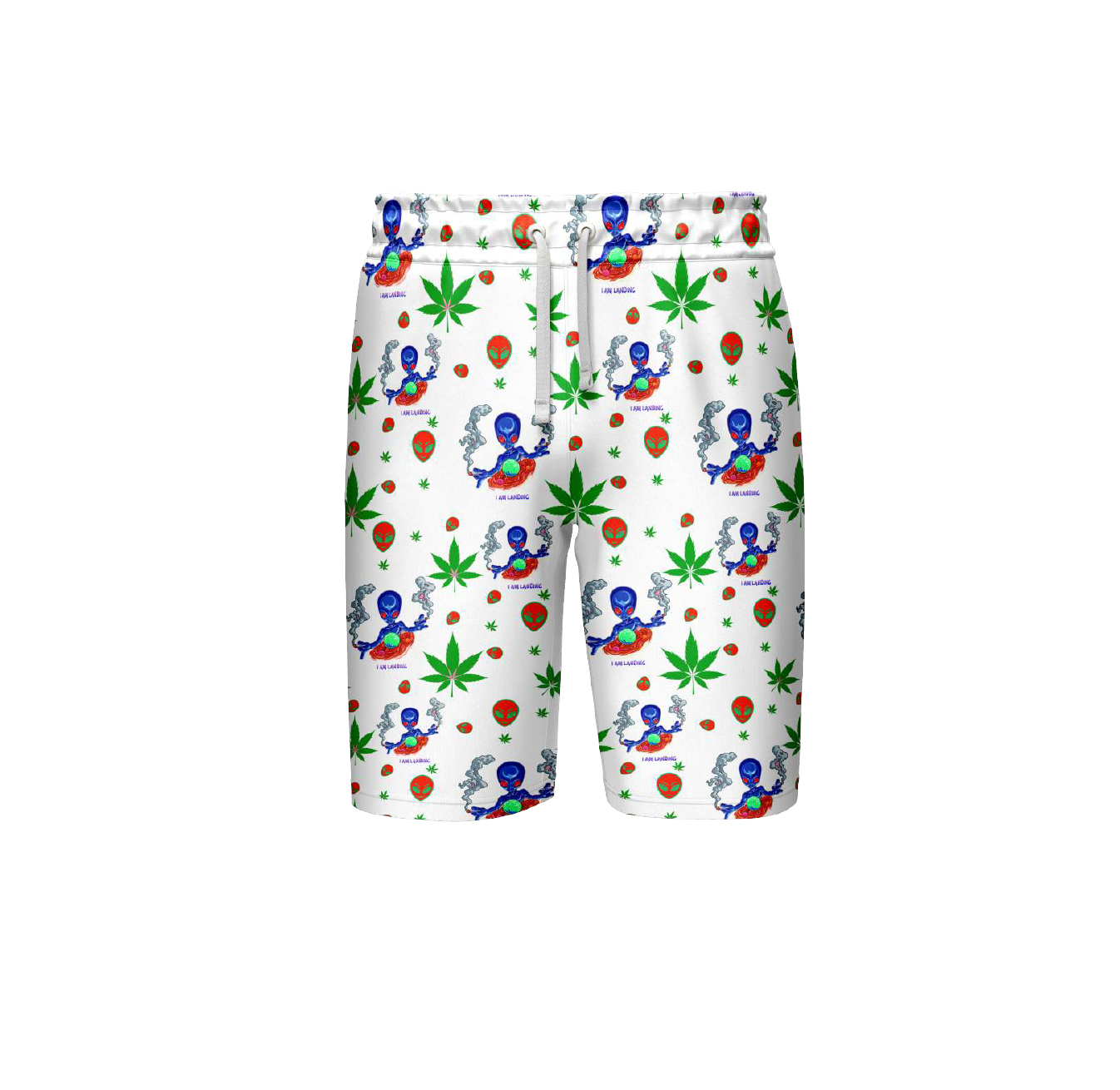 I am Landing Alien White Shorts Pack of 5 Units 1-M, 1-L, 1-XL, 1-XXL, 1-XXXL -- 100% Polyester