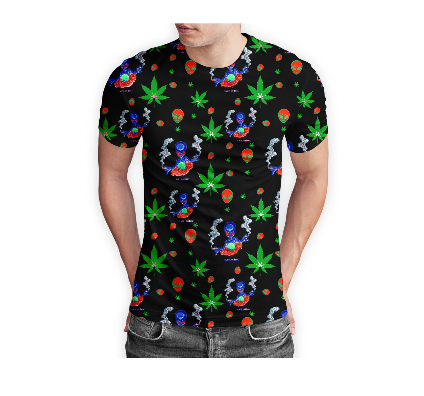 I am Landing Alien T-Shirt Pack of 5 Units 1-M, 1-L, 1-XL, 1-XXL, 1-XXXL -- 100% Polyester