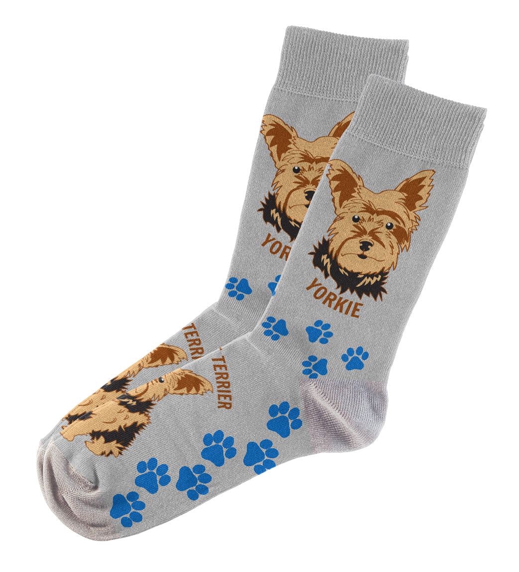Yorkie Socks Unisex Unique Fun Design Fits All, 70% Cotton, 25% Spandex, 5% Elastic