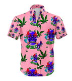 420 Skull Leaf Pink Shirt 100% Polyester, Pack of 5 Sizes Sets, 1-M, 1-L, 1-XL, 1-XXL, 1-XXXL