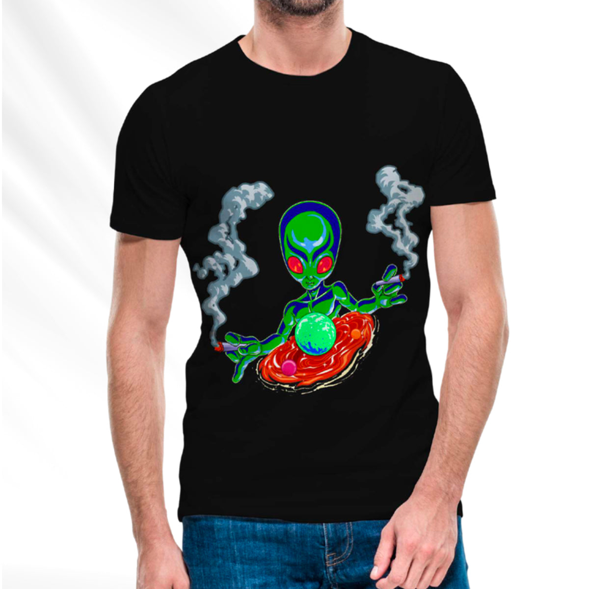 Alien Black T-Shirt Pack of 5 Units 1-M, 1-L, 1-XL, 1-XXL, 1-XXXL -- 60% Cotton 40% Polyester