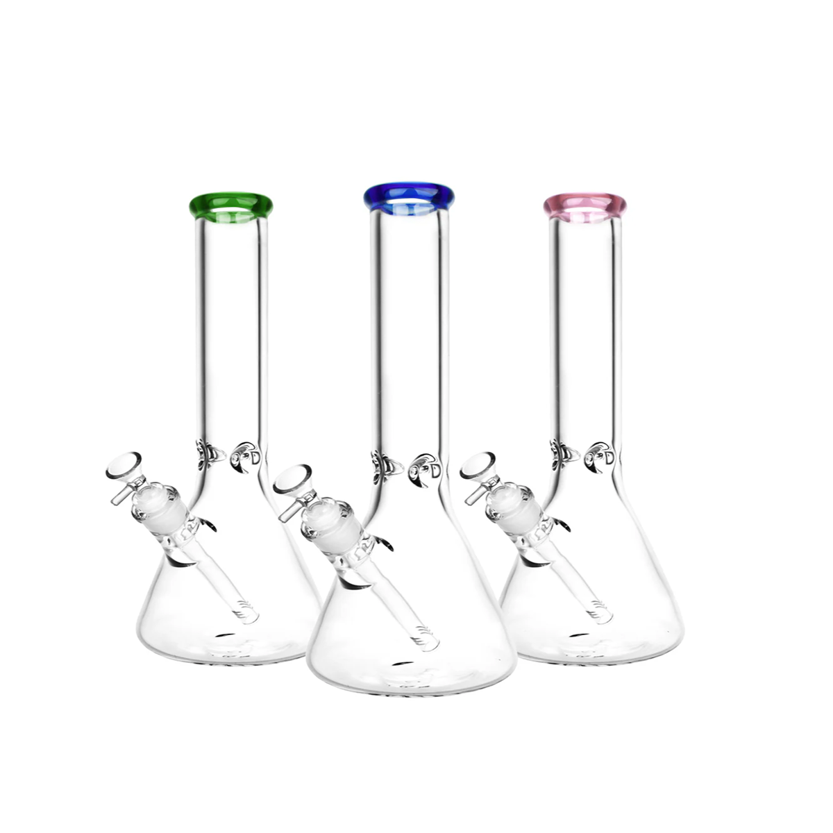 12" Beaker 9mm Glass with Color Tube 14mm Male Bowl