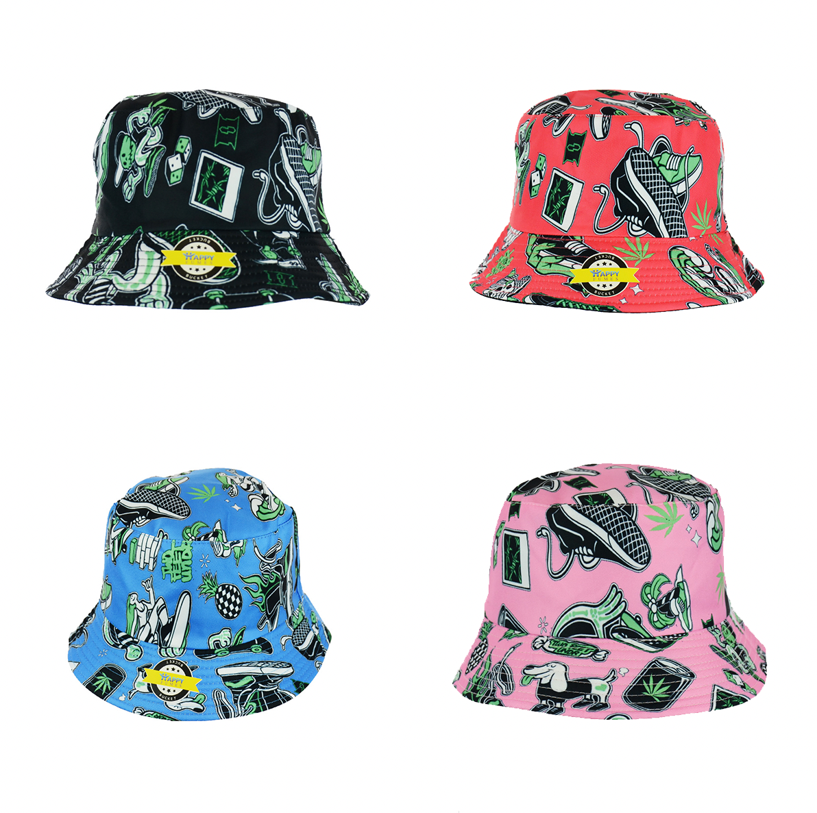 Skate Weed Life Design Bucket Hats Reversible Wear