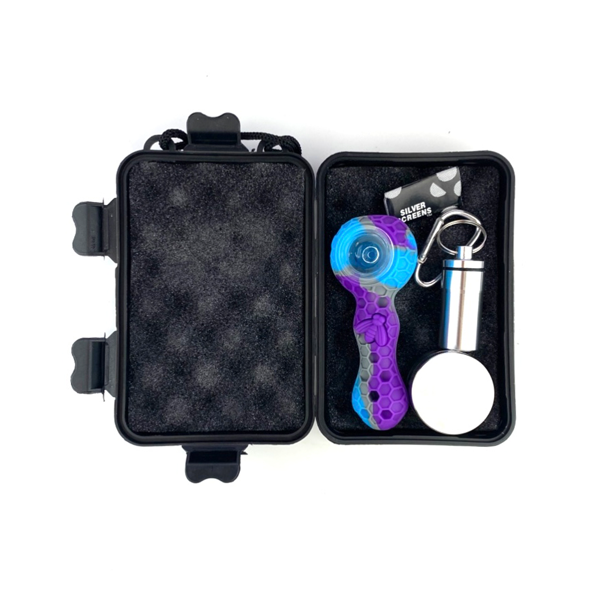 4" Silicone Hand Pipe Kit With 42mm Grinder, Stash Jar and Screen