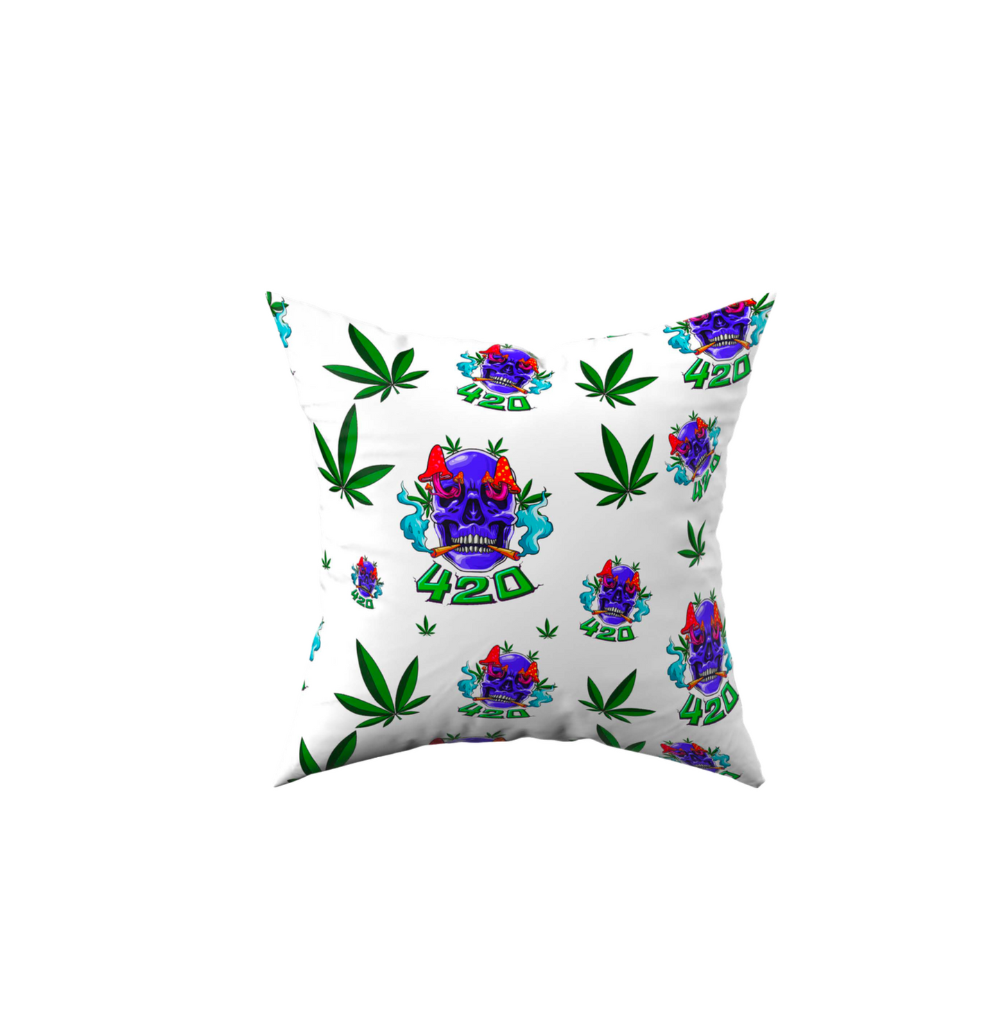 420 Skull Alternative Polyester White Pillow, Couch Cushion, Sham Stuffer (Size:18x18)