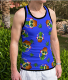 Pineapple Blue Tank Top 100% Polyester-Pack of 6 Sizes -- 1-S,1-M,1-L,1-XL,1-2XL,1-3XL