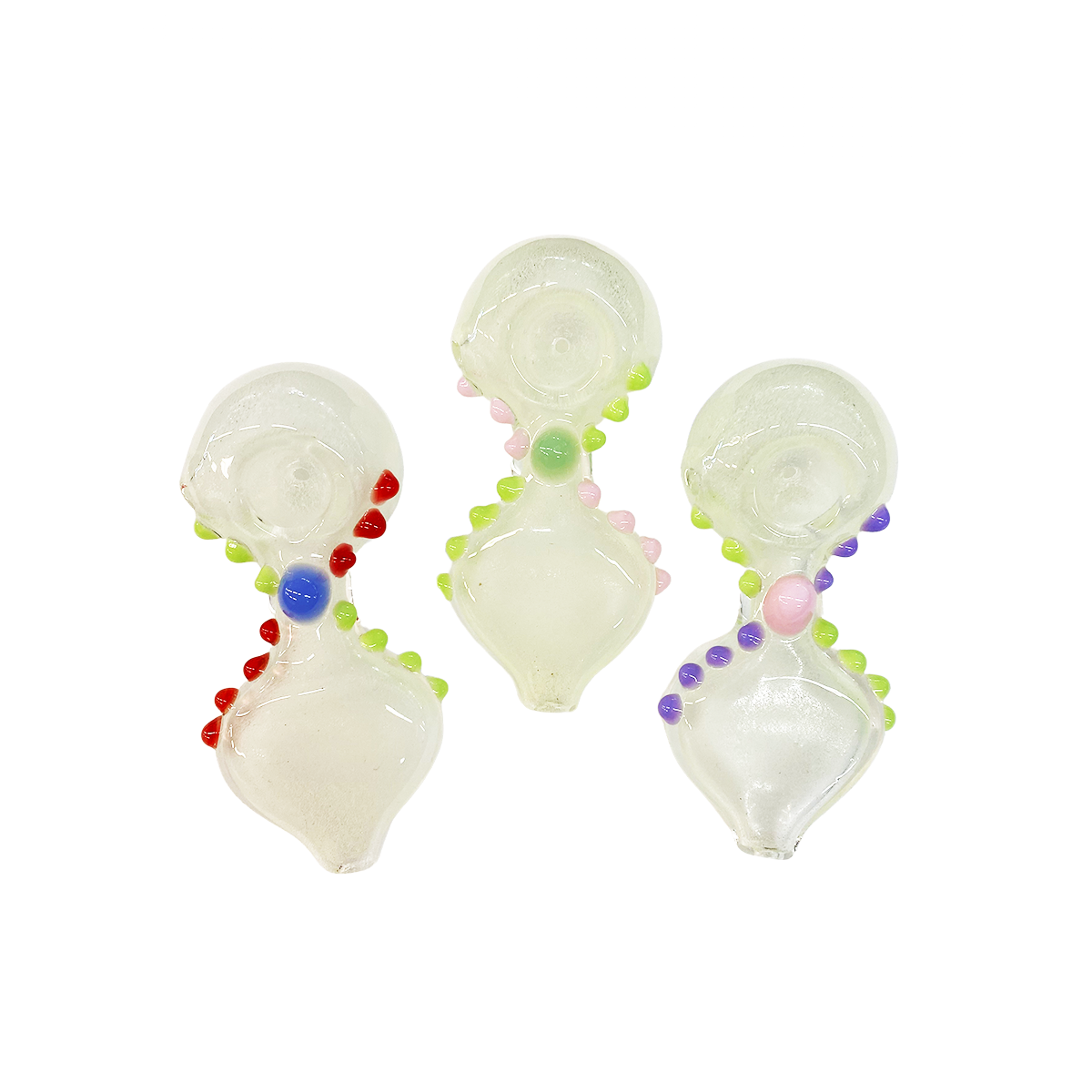 4" Hand Pipe Glow in The Dark Pressed Mouth Design