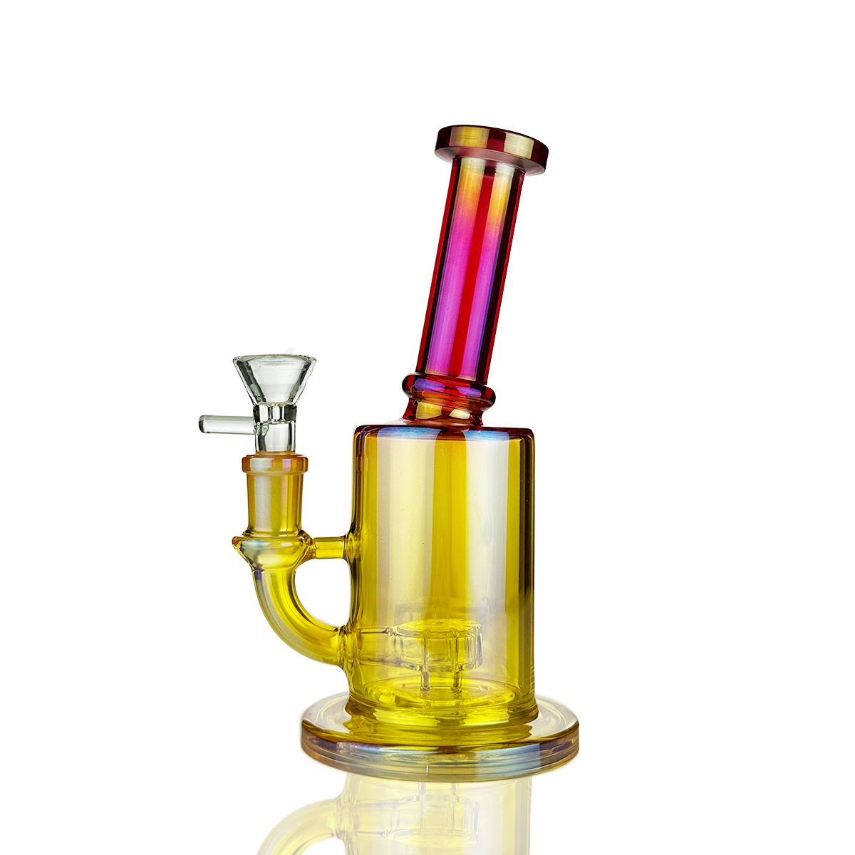 7" Electroplated Double Colored Glass Water Pipe Bong with Shower and 14mm Male Bowl