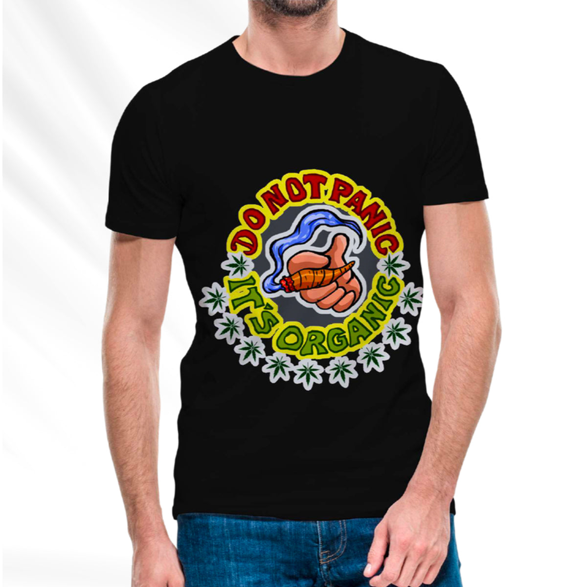 Do Not Panic Black T-Shirt Pack of 5 Units 1-M, 1-L, 1-XL, 1-XXL, 1-XXXL -- 60% Cotton 40% Polyester