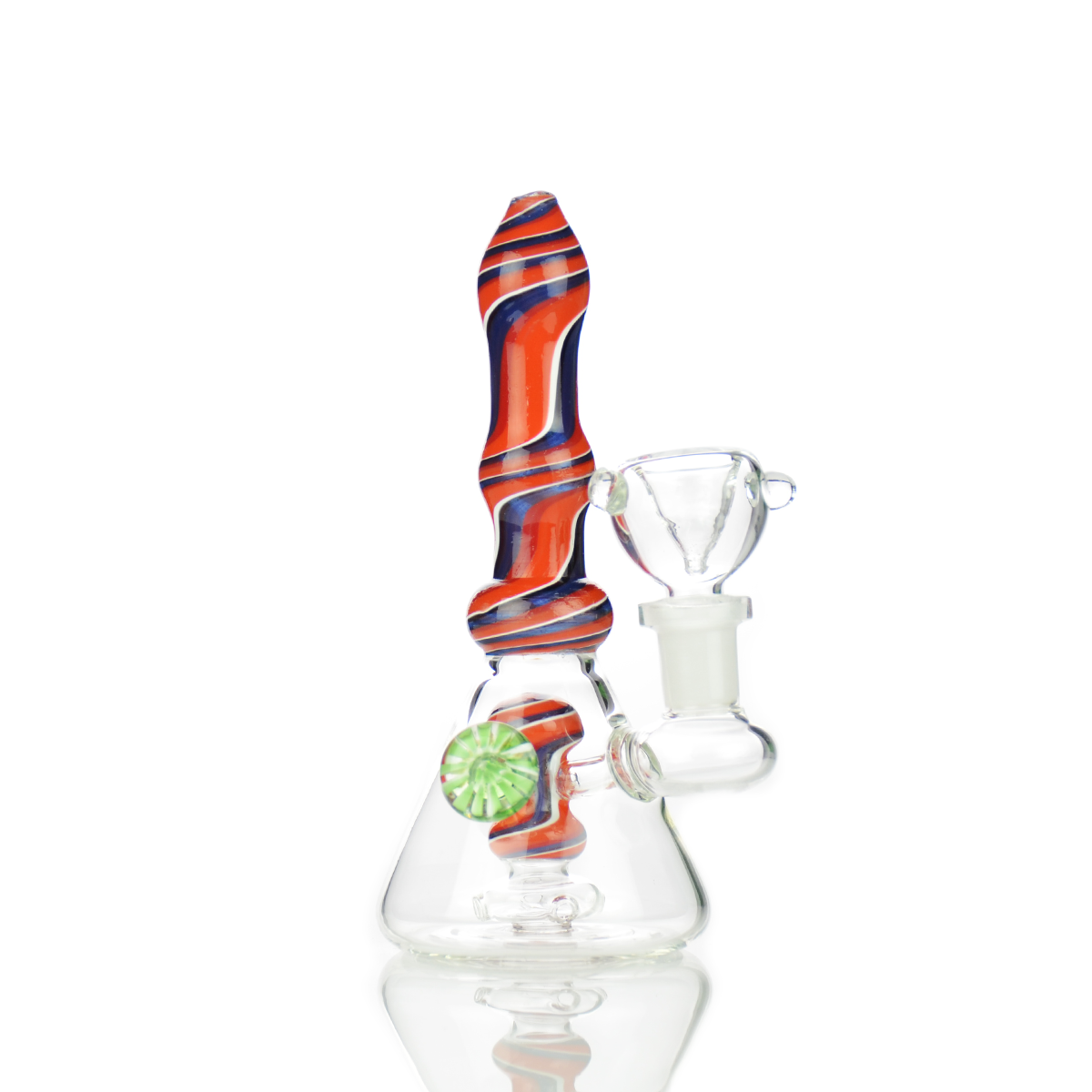 6" Water Pipe Bong Reversal Art Neck with Locket and 14mm Male Bowl