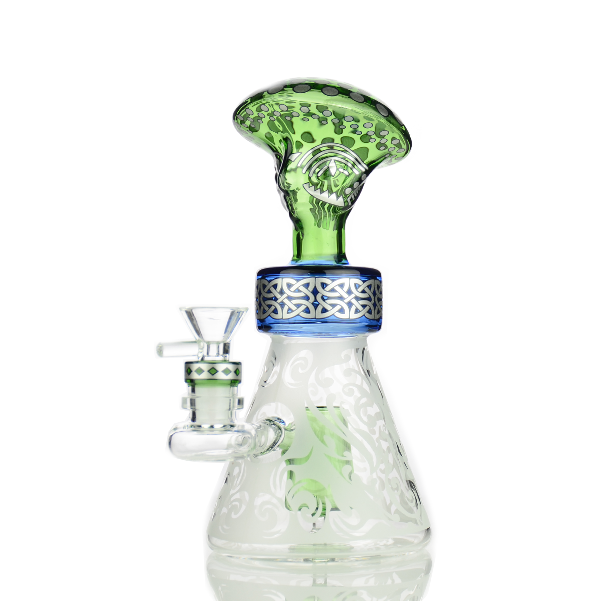 10" Alien Frosted Glass Water Pipe with 14mm Male Bowl