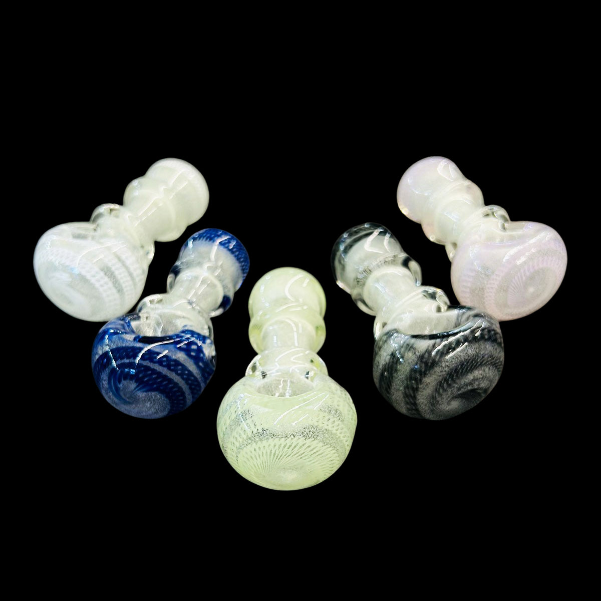 3" Glow In The Dark Hand Pipe Double Rim Twisting Art Spoon