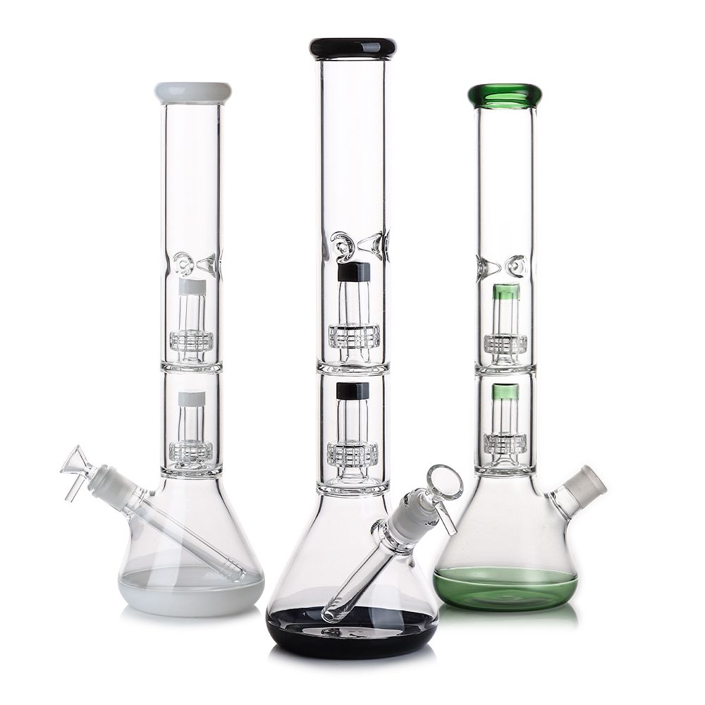 16" Double Matrix Beaker Water Pipe with 14mm Male Bowl