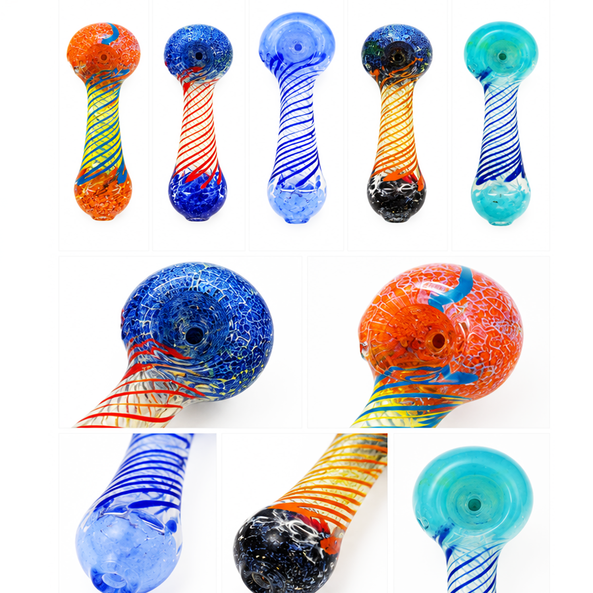 3.5-Inch Silver Fume Glass Spoon Pipe with Spiral Design