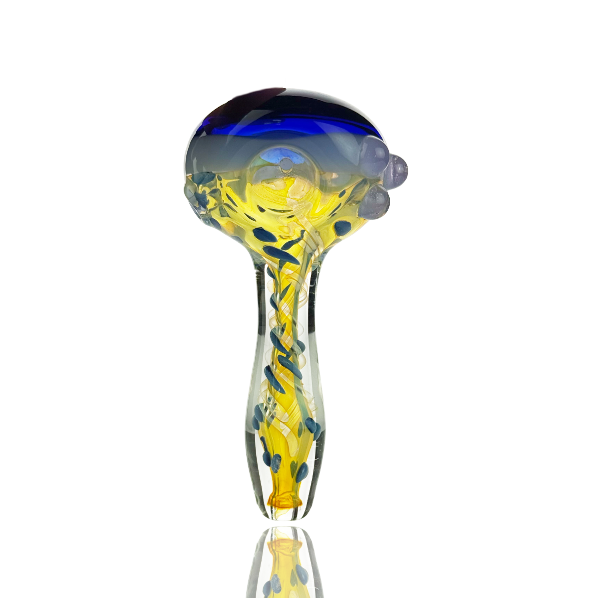 4.5" Hand Pipe Silver Fume Glass Swirling Art