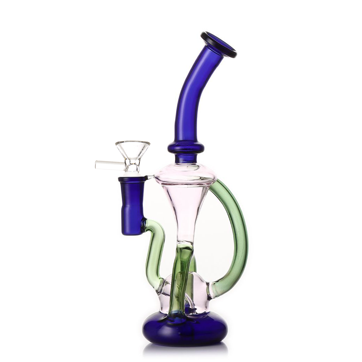 9-Color Tube Recycler Water Pipe – 14mm Male Bowl | Wholesale Bong & Glass Recycler