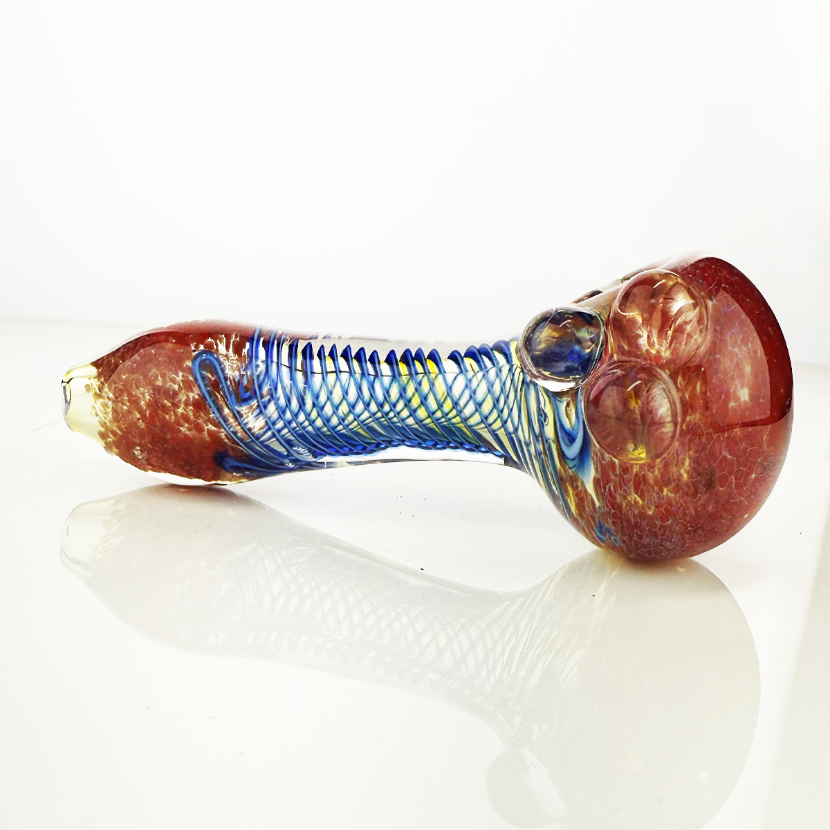 4.5" Hand Pipe Spoon Frit Color with Spiral Art
