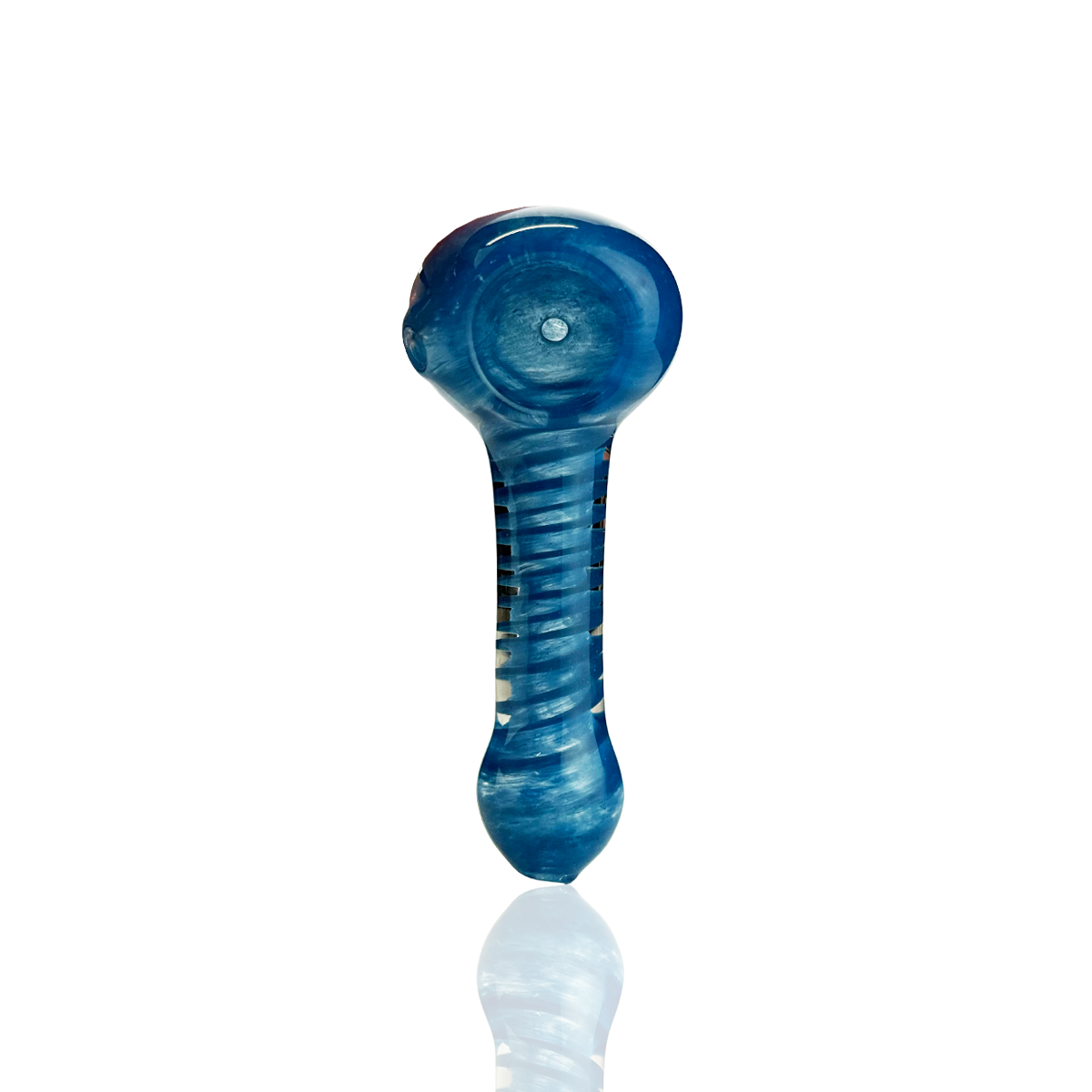 3.5" Hand Pipe Spoon with Spiral Design Glass Frit