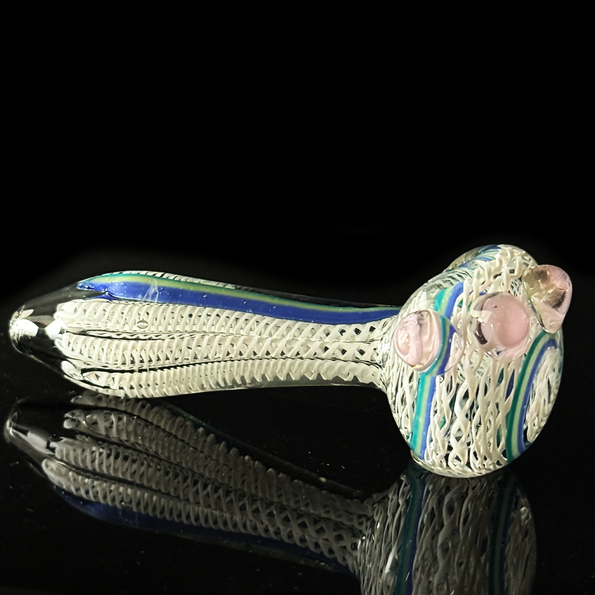 4.5" Hand Pipe Spoon with White Twisting Art