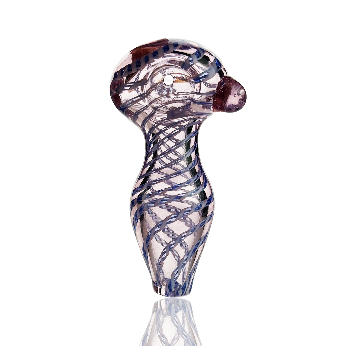 4" Pink Hand Pipe with Belly and Twisting Art