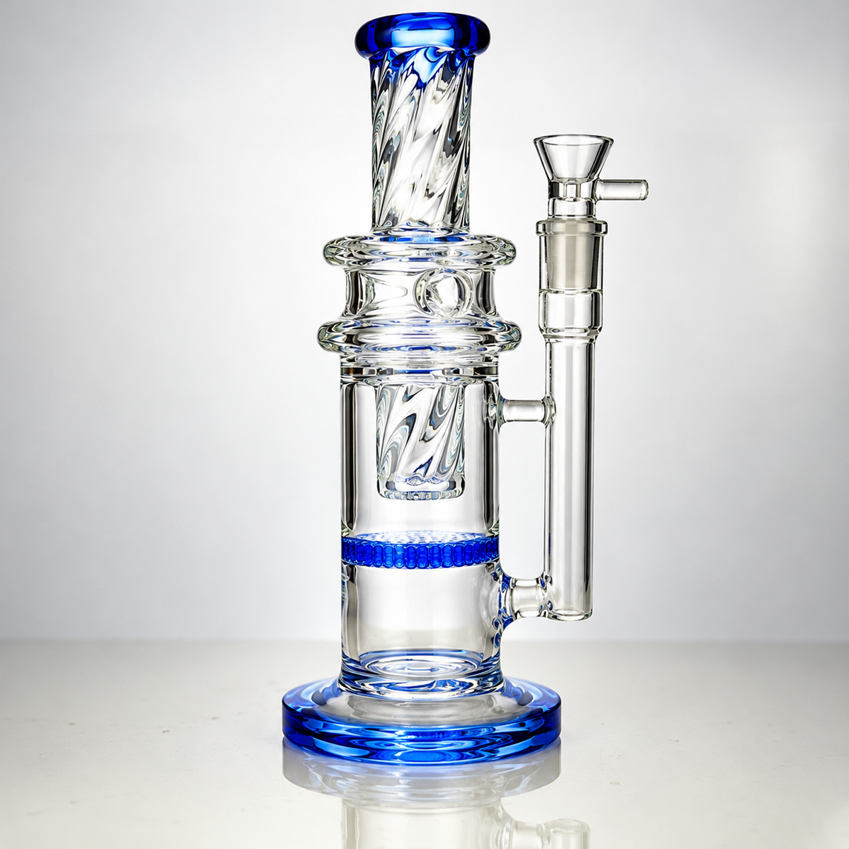 12" Honeycomb Twisted Neck Water Pipe with 18mm Male Bowl
