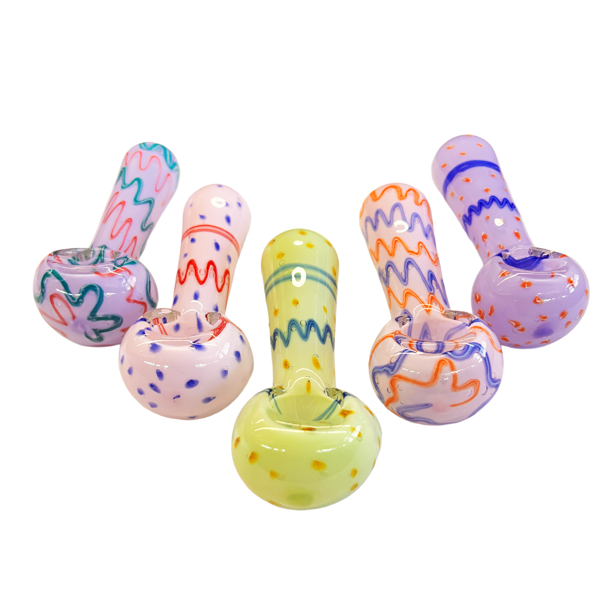 4.5" Slime Hand Pipe With Color ZIGZAG Art