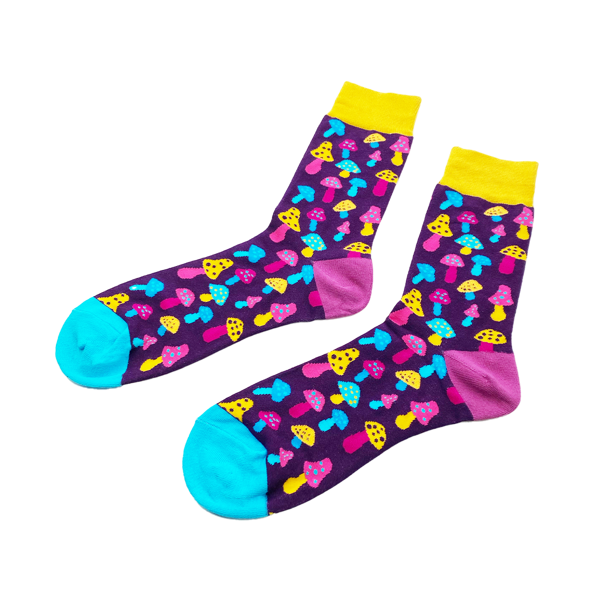 COLORFUL MUSHROOM Socks Fits All, 70% Cotton, 25% Spandex, 5% Elastic