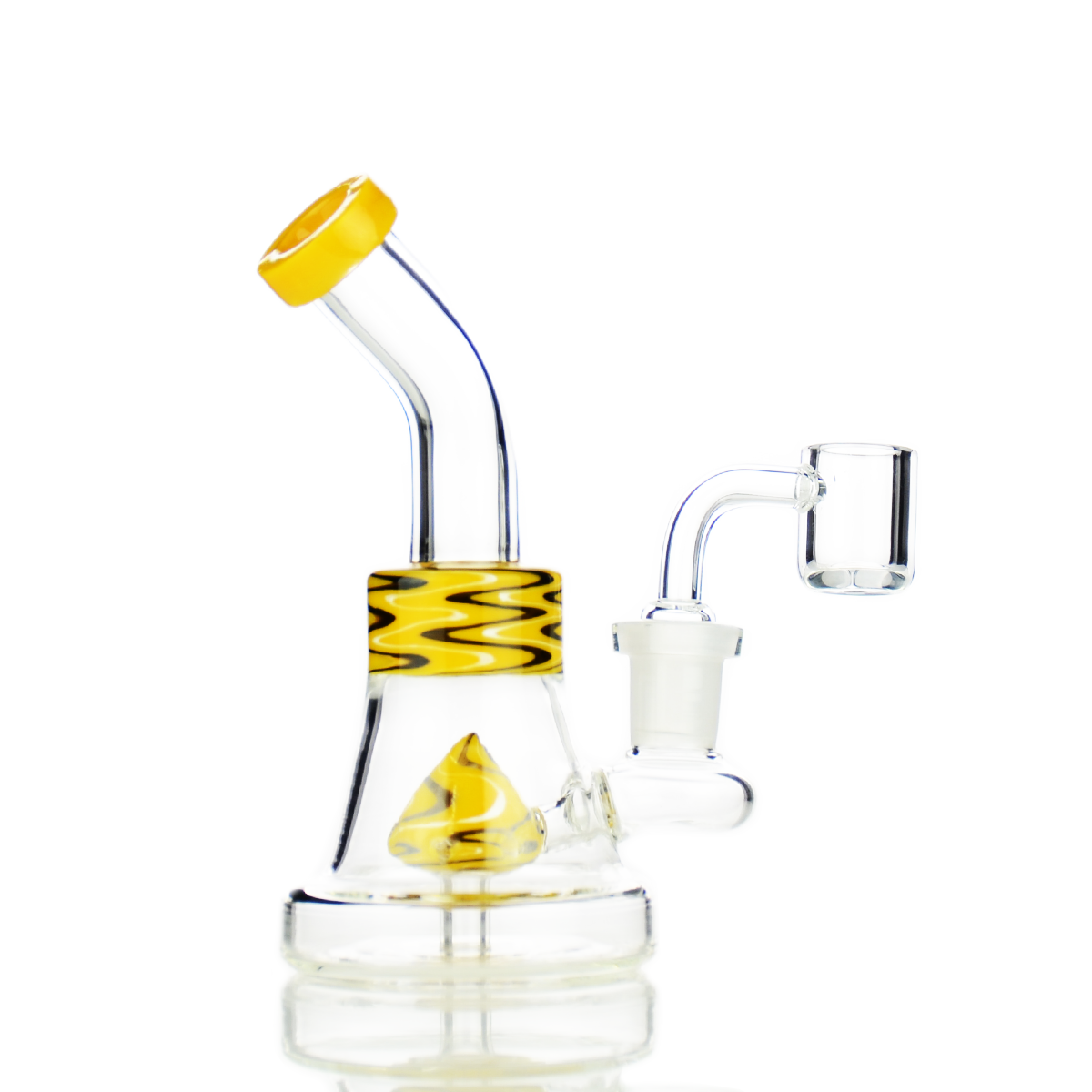 5.5" Dab Rig Water Pipe with Kisses Shower and 14mm Male Quartz Banger