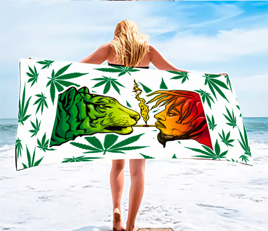 Tiger Guy Smoking Beach Towel Size 64 x 30 Inches