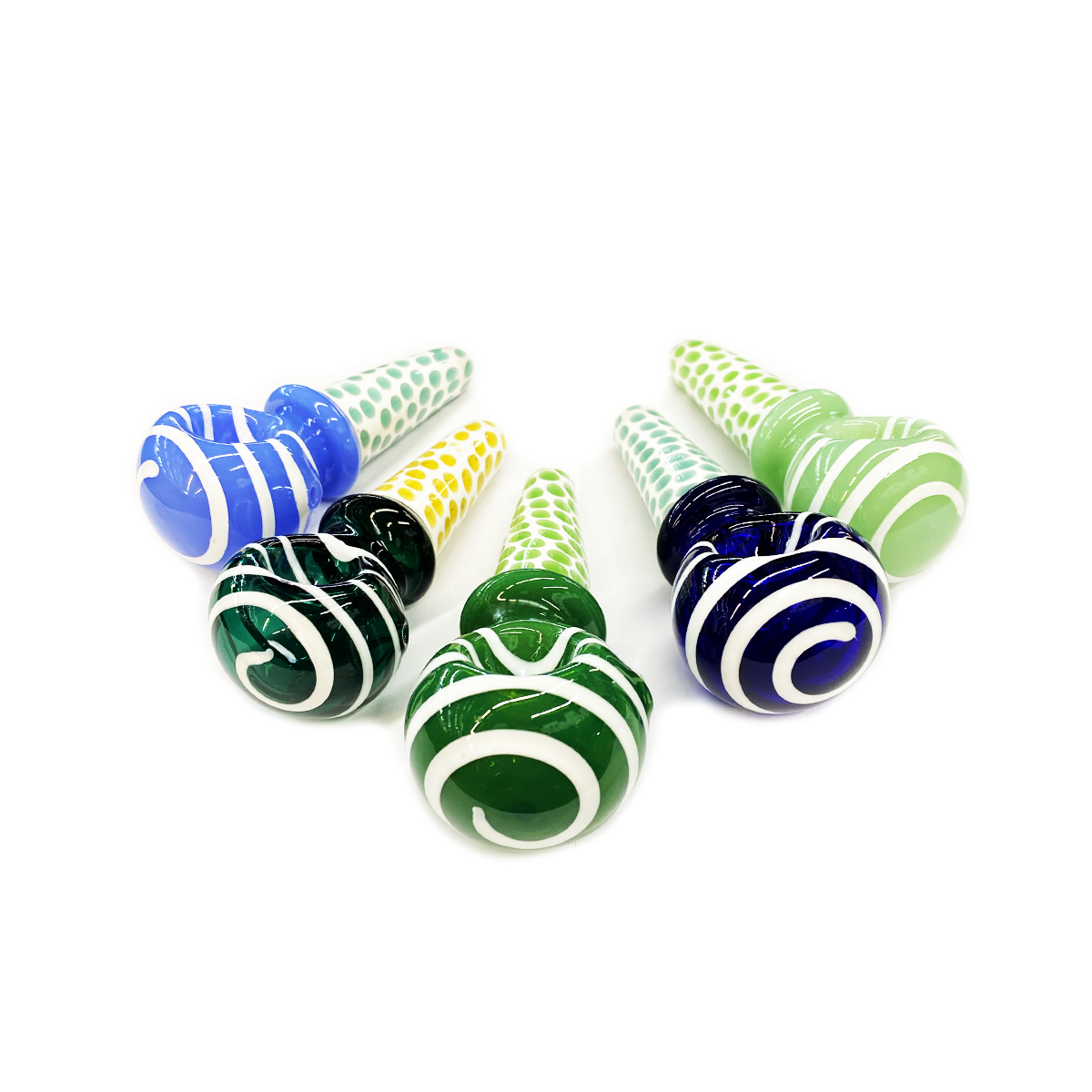 HAPPY FUMES GLASS 4.5" Hand Pipe Spoon with Dot Art