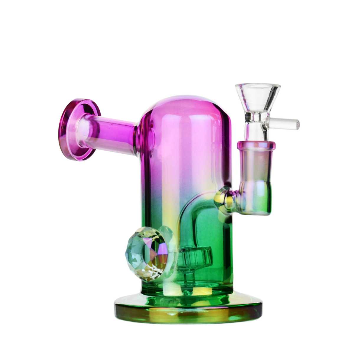 6" Electro Plated Diamond Water Pipe with 14mm Male Bowl