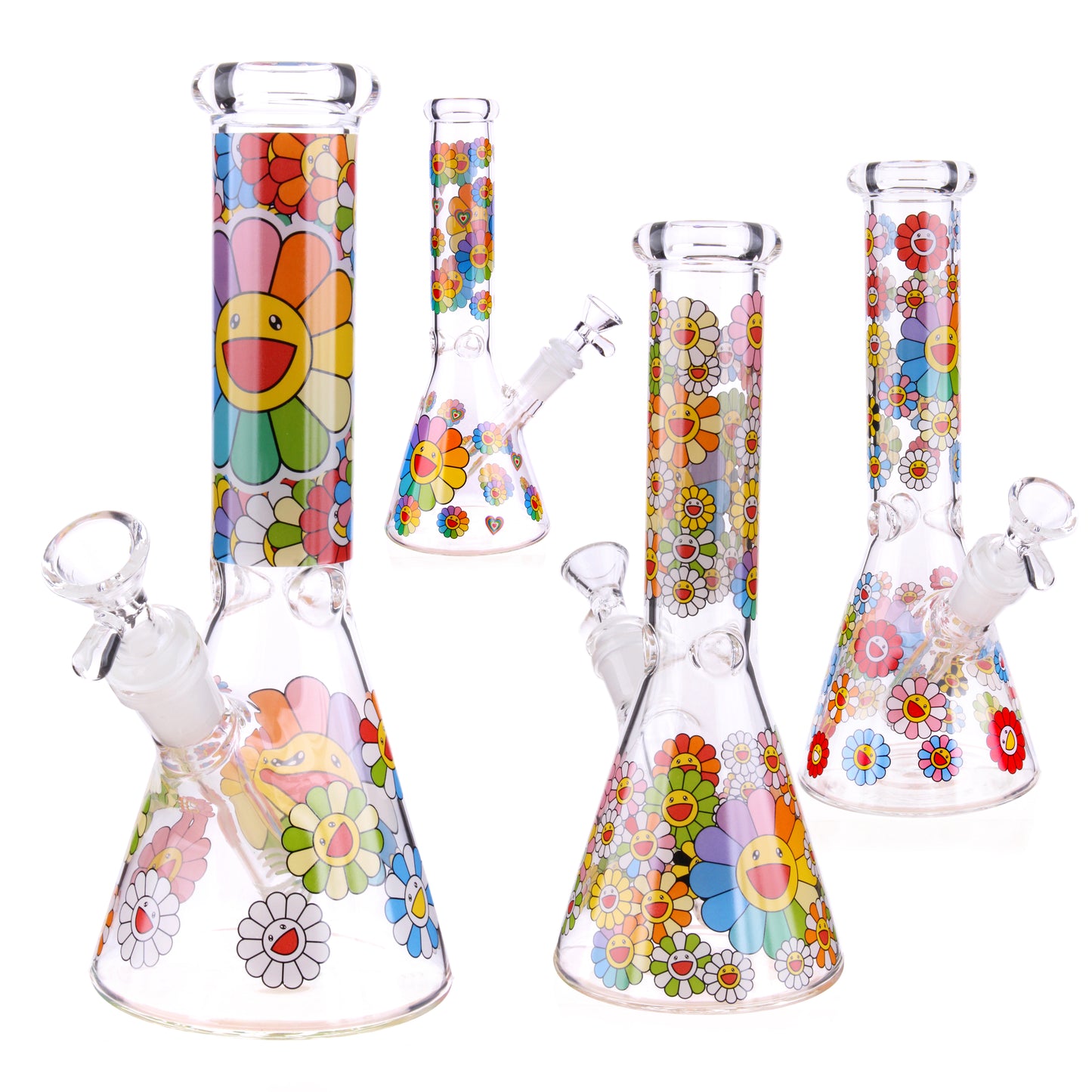10" Flower Decal Water Pipe Beaker