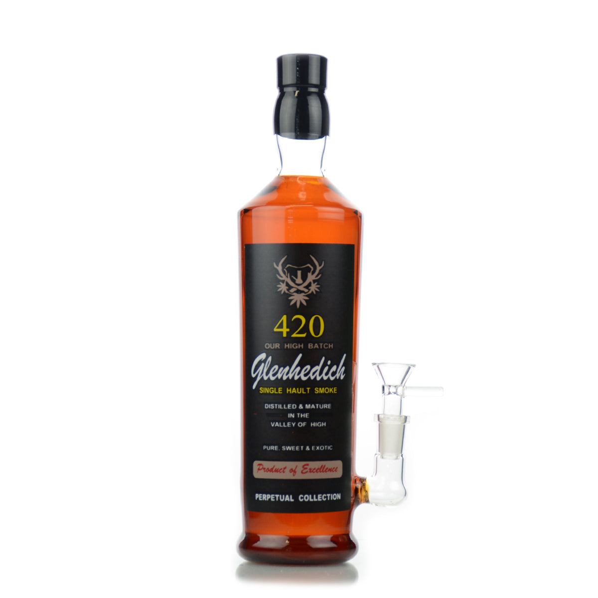 12" Glenhedich Liquor Bottle water pipe with 14mm male bowl