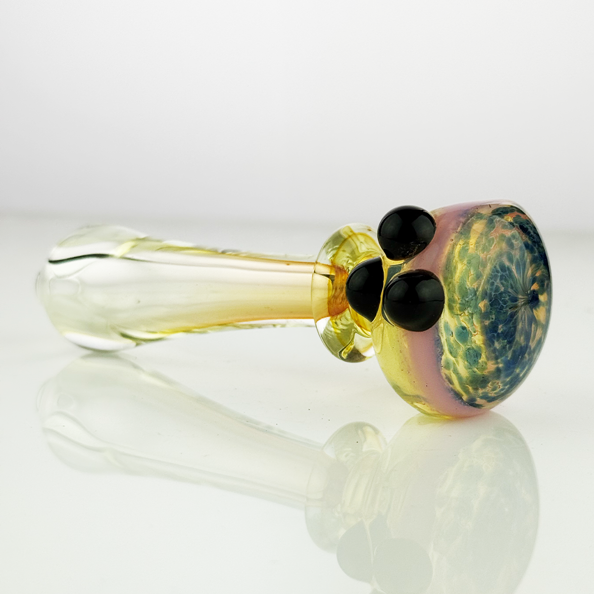4.5" Silver Fume Glass with Black Frit Head Art
