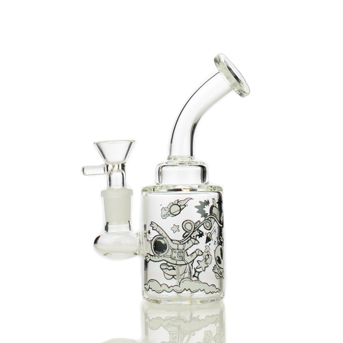 6" Glow In Dark Water Pipe with 14mm Male Bowl