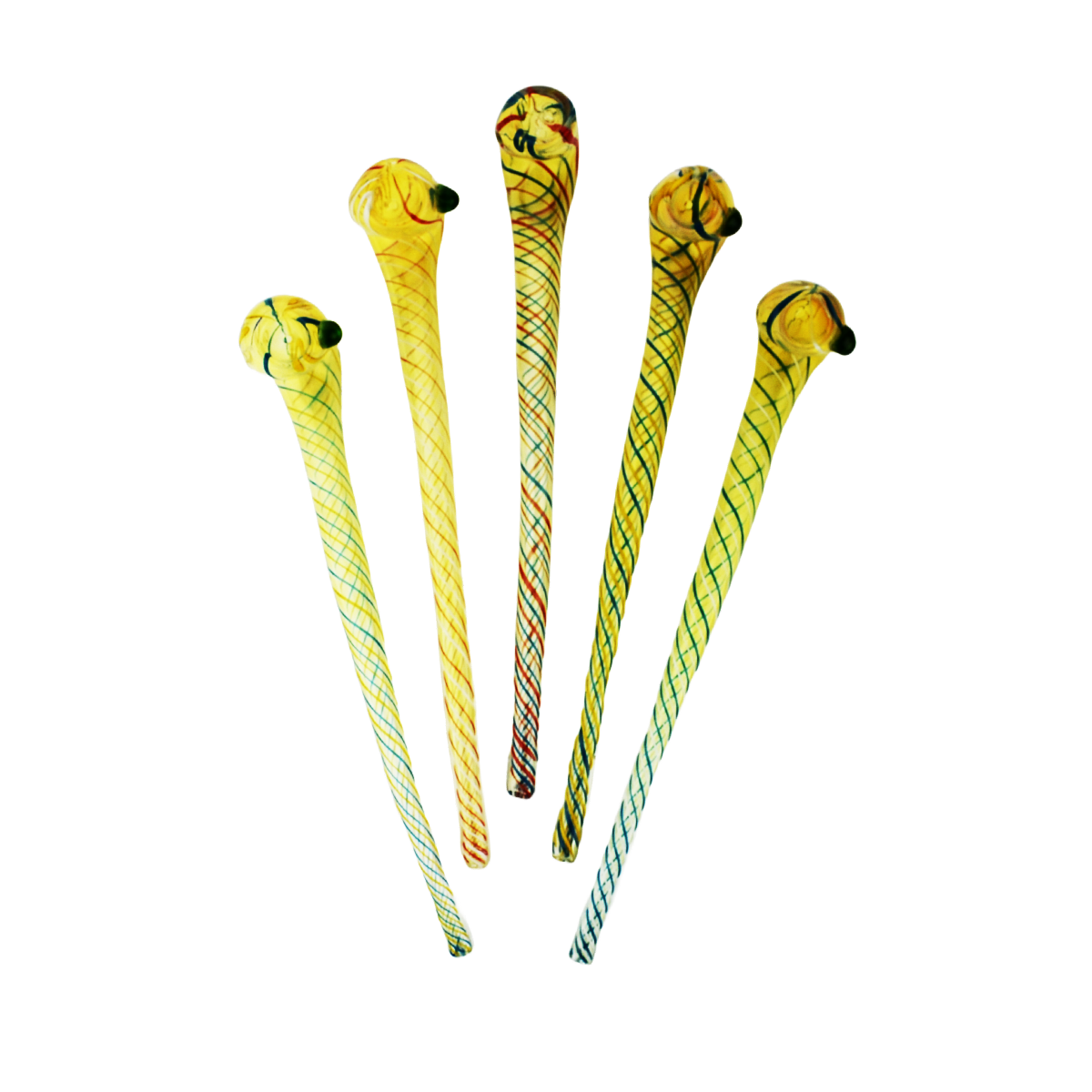 12" Sherlock Glass Pipe Silver Fume Tube with Spiral Art Gandalf