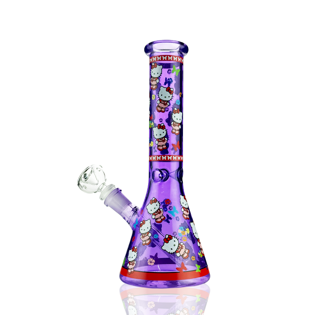 10" Beaker Color Tube Glass Bong with 14mm Male Bowl