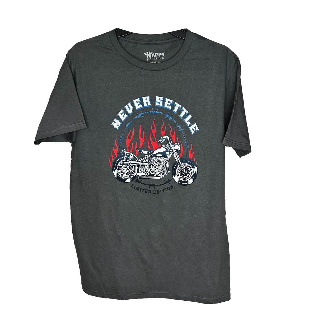 Never Settle Grey Short Sleeve T-Shirt 100% Cotton - Pack of 6 Units 1S, 2M, 2L, 1XL