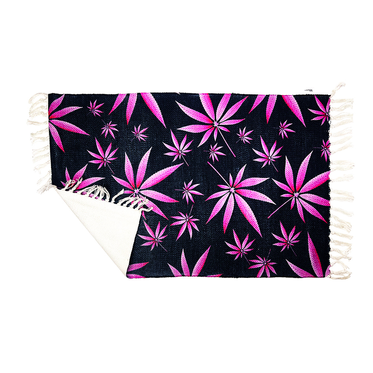 Handloom Printed Pink Weed Leaf Design Doormat Size 2ft x 3ft